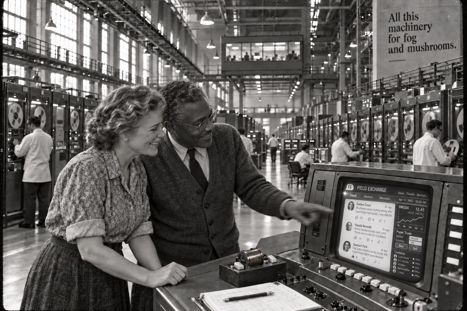 founders, older, inside a vast early data centre